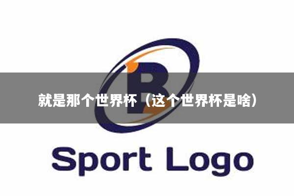 就是那个世界杯（这个世界杯是啥）